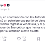 Trump dice que reciente incautación de petrolero en el Caribe se coordinó con autoridades interinas
