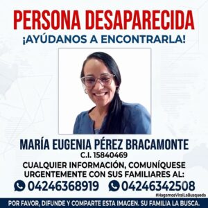 Servicio Publico en busca de María Eugenia Pérez Bracamonte